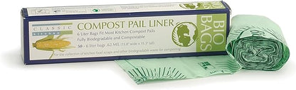 RSVP International Kitchen Collection Compost Pail, 1 Gallon Compostable Bags, Green