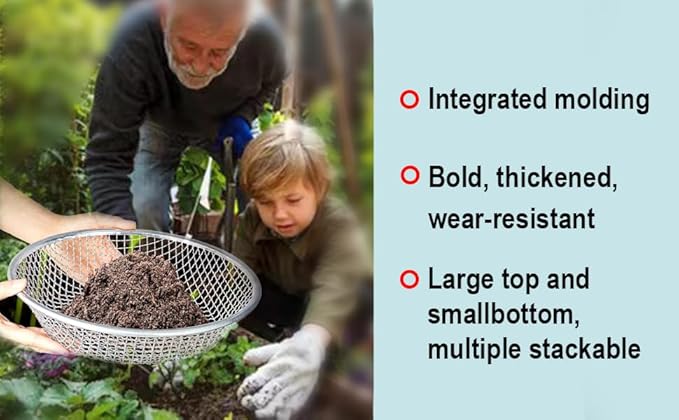 3PCS Soil Sifter for Gardening, Rock Sifter for 5 Gallon Bucket,Compost Sifter Dirt Sifter,Captures Dirt Rocks Sawdust