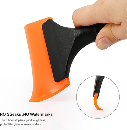 EHDIS Small Squeegee 5 inch Rubber Window Tint Windshield Scraper for Car,Glass, Mirror, Shower, Door,Bathroom Cleaning(Orange)