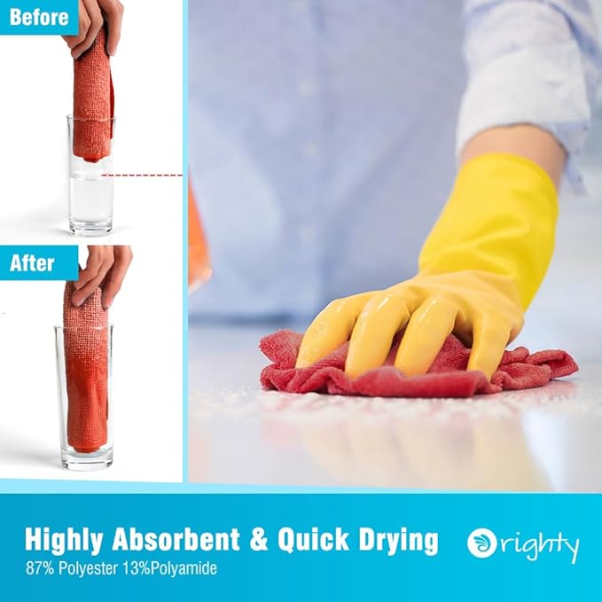 Orighty Microfiber Cleaning Cloth, 600 Pack Highly Absorbent Cleaning Rags, Household Cleaning Supplies, Reusable Microfiber Towels Lint Free Cloths for House, Kitchen, Car Care, 12x11 inch, Red