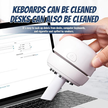 Desktop Vacuum Cleaner USB Charging with Vacuum Nozzle Cleaning Brush, cuteofficedeskaccessories Detachable Design & Portable Mini Table Dust Vaccum Cleaner Crumbs,