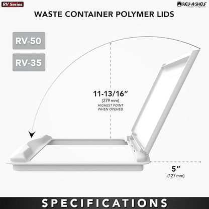 Rev-A-Shelf 35 Quart Garbage Can Lid for Base Kitchen and Bathroom Cabinet, Replacement Plastic Trash Bin Lid Only, Black, RV-35-LID-18-1-40, (2 Pack)