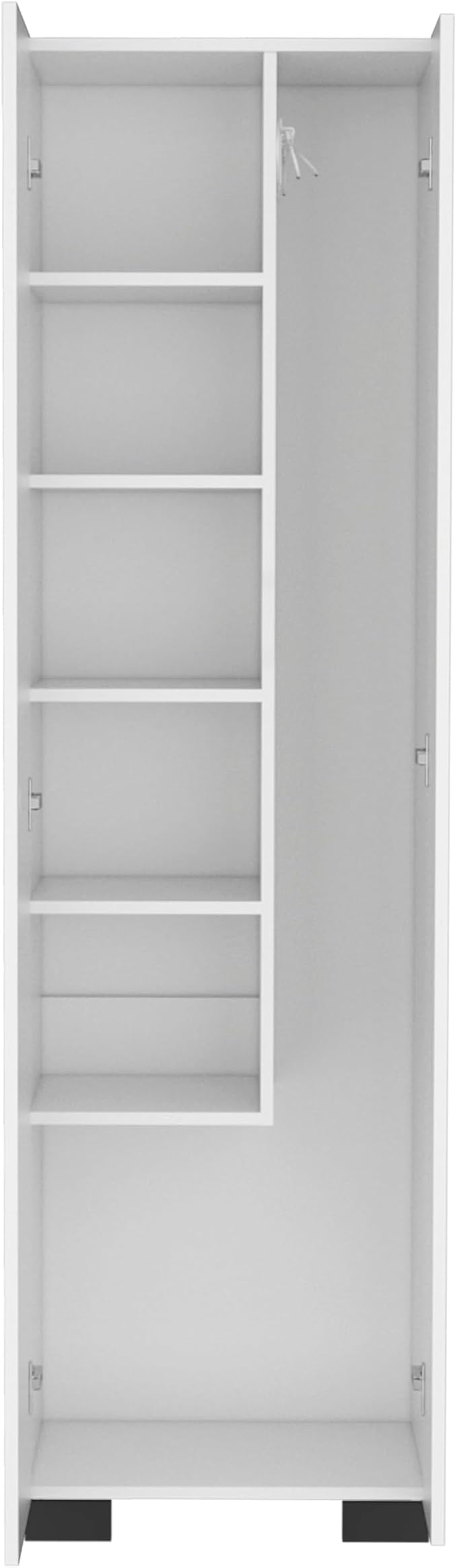 DEPOT E-SHOP Attica Broom Cabinet Double-Door Design with Inner Shelves and Side Hangers, White