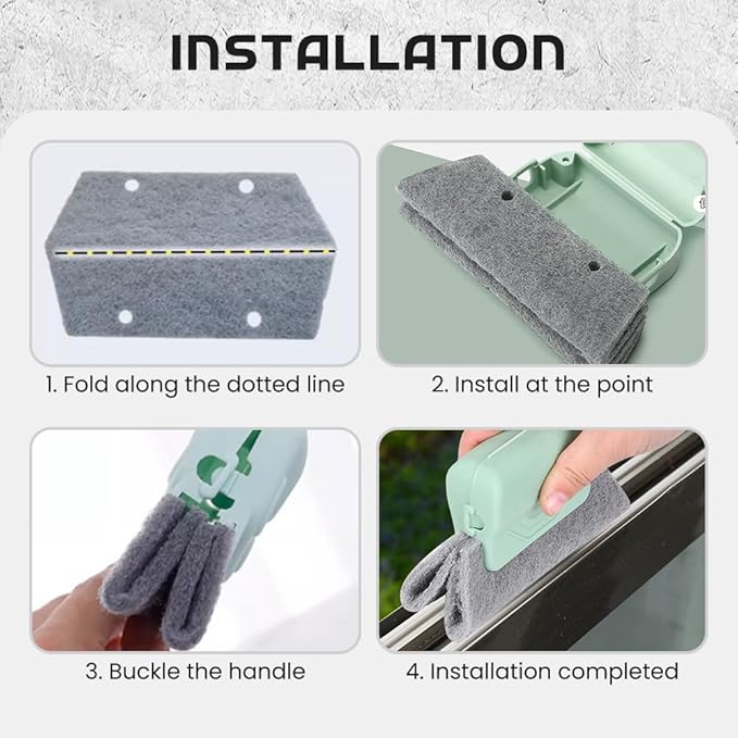 Runsgo Window Track Cleaner, Handheld Cleaning Brush Set, for Window Slides Grooves, Tile Grout Lines, Shutter Slats, Car Ac Vents & Narrow Gaps (Gray)