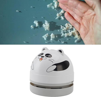 aqxreight Cute Cartoon Desktop Vacuum Desktop Cleaner with Vacuum Nozzle Cleaning Brush Portable Mini Table Dust Cleaner for Cleaning Dust Crumbs Computer Car (Panda)