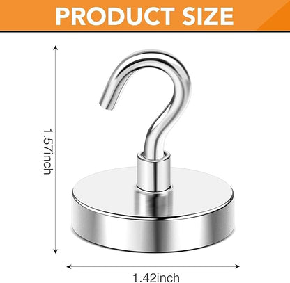 DIYMAG Magnetic Hooks, 170 LB Heavy Duty Strong Magnet with Hook, Rare Earth Neodymium Magnets for Hanging, Magnetics Hanger for Curtain, Home, Kitchen, Workplace,Silver 20 Packs