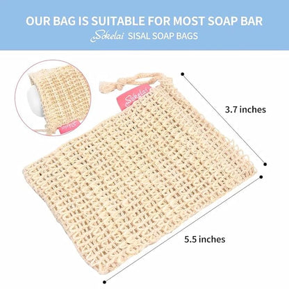 Bar Soap Saver Bags 6 Pieces, Shampoo & Conditioner Bar Holder for Preserve Soap Bars, Natural Sisal Soap Pouch for Exfoliating Body Scrubber, Travel Mesh Soap Pocket Soap Sack Use in Shower Bath