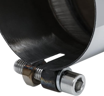 M-AUTO Single Chamber Muffler 12" Overall Length, 3.5" Inside Inlet and 5" Outlet Universal Stainless Steel Exhaust Muffler Assembly Roll and Angle Cut Tip, Chrome