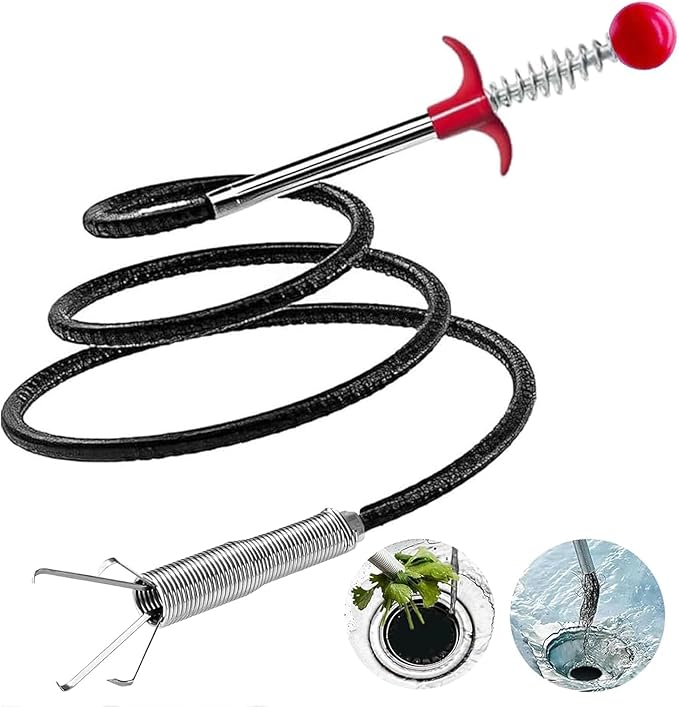 76 Inch Drain Snake Upgraded Ball Knob – Toilet Snake Flexible Grabber Claw for Clog Remover & Pick Up Items