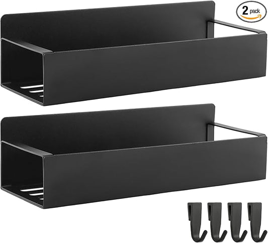 2 Pcs Magnetic Spray Can Holder,with 4 Pcs Small Hooks Wall Mounted Spray Bottle Rack Magnet Toolbox Holder Rack for Garage and Home, Craft Workspace(COLOR:Black)