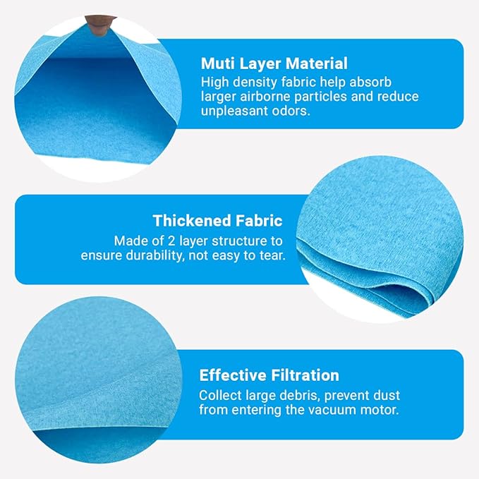 8 Pack 25-1217 Reusable Dry Filter Replacement for Stanley 1-6 Gallon Wet/Dry Vacuum, with 3 Retaining Bands
