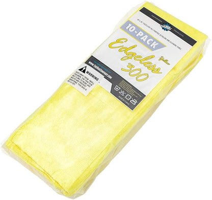 The Rag Company - Edgeless 300 - Microfiber Detailing Towels, Perfect for Removing Polishes, Sealants, and Glaze; Great for Interior Cleaning and Dirty Jobs; 300GSM, 16in x 16in, Yellow (10-Pack)