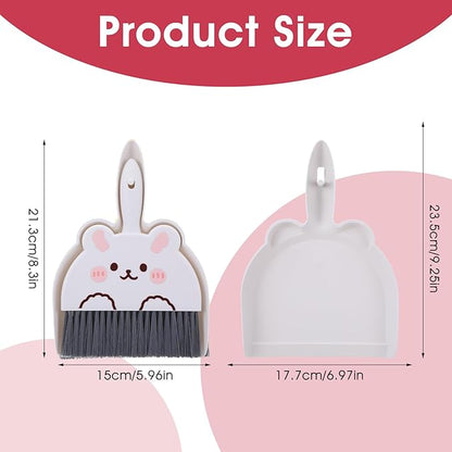 Upgrade Small White Broom and Dustpan Set, Hand Dustpan and Brush Set, Cute White Mini Broom and Dust pan Sets, Little Dust Pan for Home Use Tabletop Debris Cleaning Pet Guinea Pig Cages