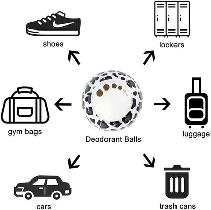 Knixmax Sneaker Deodorizer Shoe Freshener Balls, Odor Eaters for Shoes Boots Mules, Smell Eliminator Ball for Gym Gear Bags and Lockers, Fresh Linen Scent, Pack of 6 Leopard