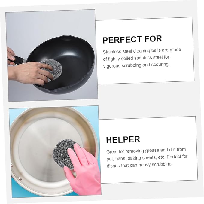 MAGICLULU 20pcs Scrubber for Pots and Pans Cleaning Balls for Ovens Grills and Kitchen Use Heavy Duty Metal Scrubbers for Efficient Cleaning