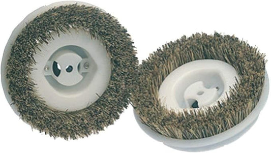 Koblenz Floor Scrubbing Brushes, Compatible with 12-inch Floor Polisher, Scrub Brushes with Tampico and Cocoa Bristles, 2-Pack, Standard, Beige/White, 9" L x 6" W x 2" H, 45-0134-2