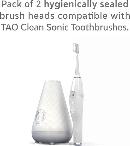 TAO Clean Sonic Electric Toothbrush Replacement Heads (2-Pack) – Whitening Head – Replacement Heads for the TAO Clean Electric Toothbrush and Docking Station