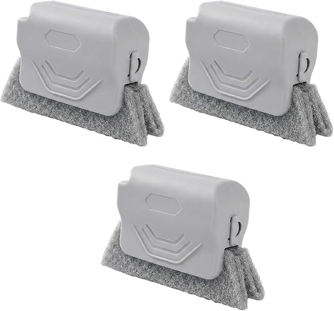 DOUBLE ZEE Window Track Cleaner, Handheld Cleaning Brush Set, for Window Slides Grooves, Tile Grout Lines, Shutter Slats, Car Ac Vents & Narrow Gaps (Gray 3pcs)