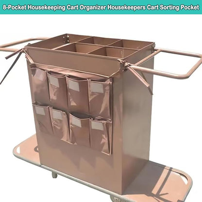 Replacement Janitorial Bag, Waterproof Thickened Commercial 8-Pocket Housekeeping Organizer, Fits Any Cart, Used for Material Storage Transport