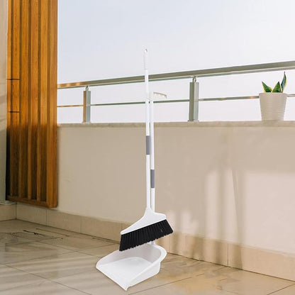 ULTECHNOVO Broom and Dustpan Set for Home - 35.43In Long Handle Soft Broom with Upright Dustpan Combo for Indoor Floor Cleaning Kitchen Office Use Heavy Duty Sweeping Tool