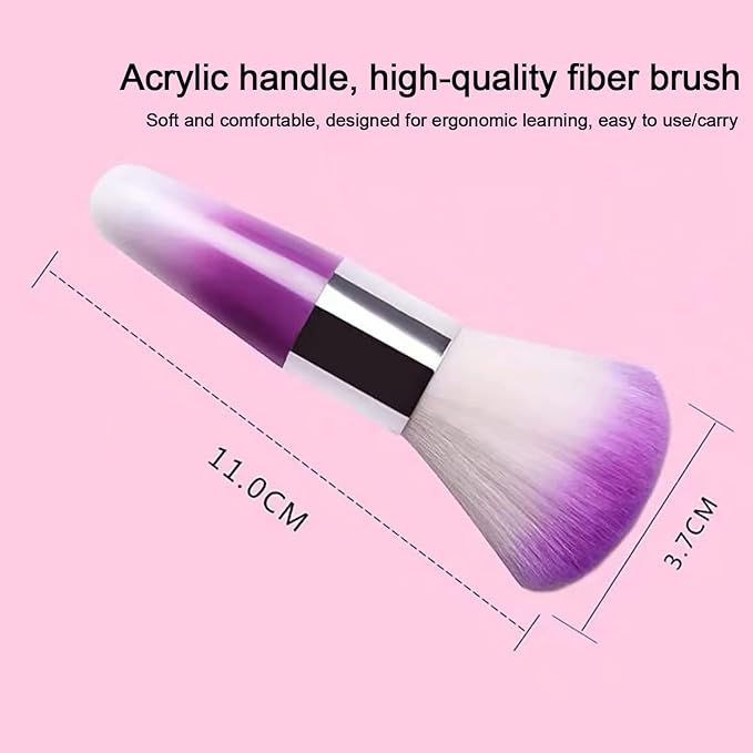 3Pcs Nail Brushes for Cleaning Powder, Makeup Brush Nail Clean Up Brush Acrylic Nail Brush Cleaner Nail Dust Brush Manicure Brush Nail Art Tools