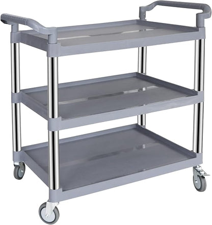 UNICOO 3-Tier Heavy Duty Rolling Utility Cart with Lockable Silent Wheels, 550 Pound Capacity, Anti-Rust Frame, Easy-Clean Shelves for Restaurant, Office, Garage and Kitchen