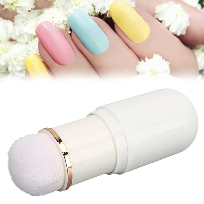 Nail Dust Brush, Nail Art Dust Powder Remover Brush Rhinestone Handle Nail Art Dust Cleaner Brush Professional Nail Art Tool Manicure Duster Tools for Acrylic Gel Nails (White)