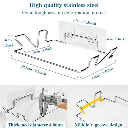 Trash Bag Holder for Cabinet Doors & Cupboards, Wall Mount Garbage Bag Holder with Adhesive Base Sticker Stainless Steel Under Sink Bag Holder Plastic Bag Holder for Kitchen Trash Can Bag Holder