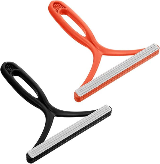 2PCS Fuzz Remover Portable Hand Lint Shaver Reusable Double Sided Travel Carpet Scraper Hair Removal Rake Brush Tool for Couch, Carpets, Cat Trees, Car Mats, Furniture, Clothes, Pet Houses, Dog & Cat