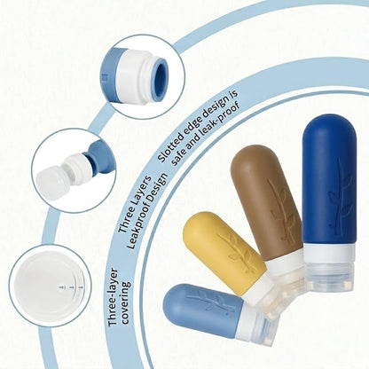 DEPOZA Travel Bottles Kit (16 Pack) - TSA Approved, Leak Proof Silicone Squeezable Containers for Toiletries. Complete Set with Jars, Sprayers & Bag (Dark blue)