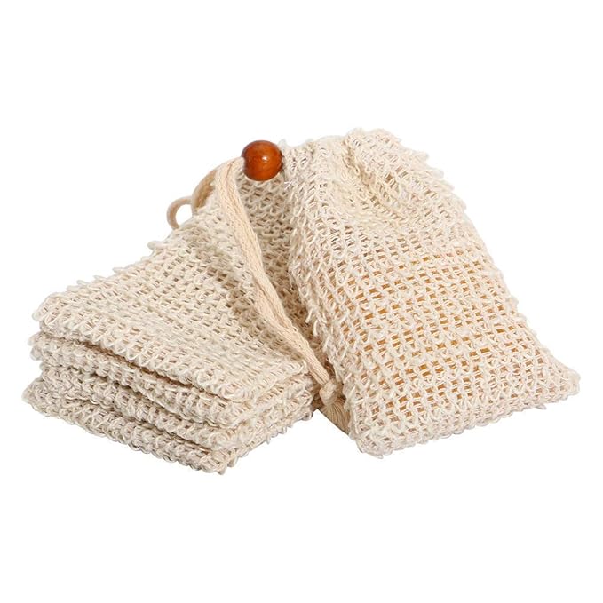 PHOGARY Sisal Soap Saver Bag (5-Pack) Ideal for Exfoliating & Save Soaps, Natural Fiber Soap Bags for Foaming and Drying The Soap, Organic Soap Bag With Pouch Holder for Shower Bath