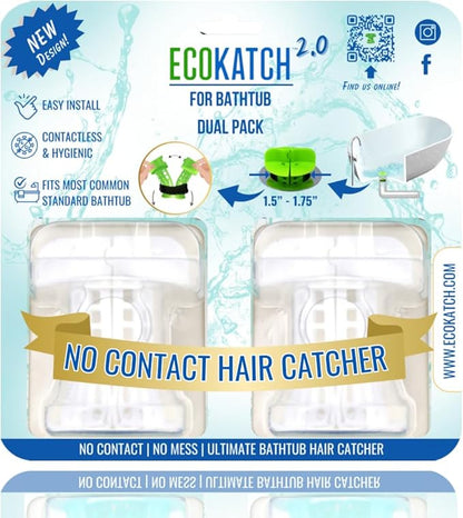 Bathtub Drain Hair Catcher – No-Contact Dispose, Conceals Hair, Reusable BPA-Free Silicone Mesh Strainer, Fits 1.5”–1.75” Pop-Up & Regular Drains (Polar White, 2)