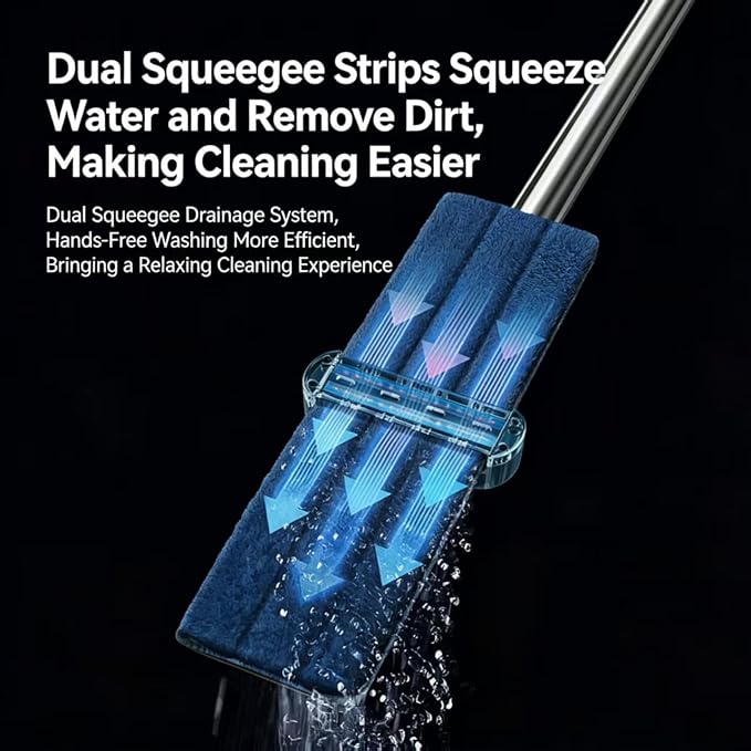 Wet Dry Flat Microfiber Mop for Hardwood Floors, 6 Washable Pads Included, 360° Swivel Mop for Home Kitchen Tile & Laminate Floors