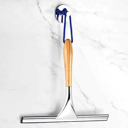ToiletTree Products All Purpose Bamboo Stainless Steel Squeegee - Rust Proof Deluxe Squeegee with Hanging Hook – Hand Wiper for Shower Doors, Bathroom, Car Window & Kitchen (Bamboo)