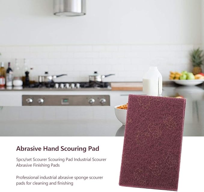 5pcs Industrial Abrasive Sponge Scourer Pads – Coarse Green Finishing Pads for Heavy-Duty Cleaning, Surface Prep & Rust Removal – Professional Grade Cleaning Sponges