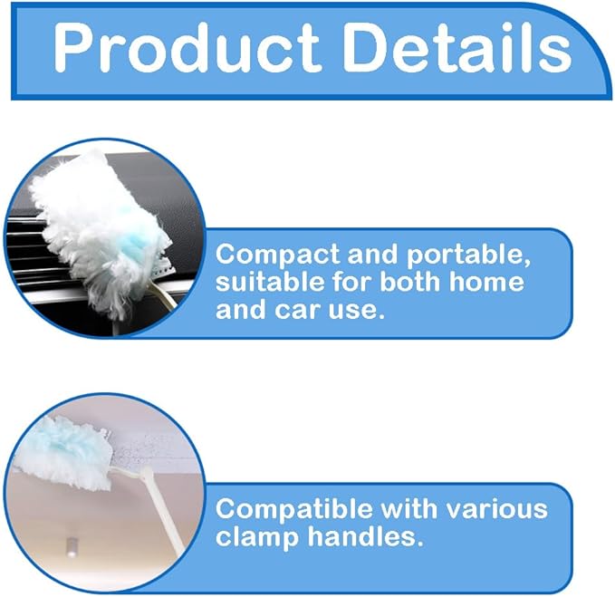 Electrostatic Flash Dust Magnet Refills, Disposable Blue Cleaning Dusters - Fluffy Microfiber Pads for Home, Car, Office and Blinds, No Handle Included (Blue 20pcs)