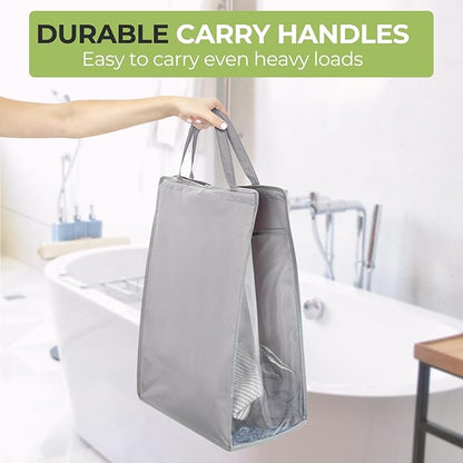 FENTEC Fentec Hanging Laundry Hamper, Hanging Laundry Basket, Slim Laundry Hamper Bag with Handles, Portable Hanging Closet Hamper, Mesh Heavy Duty Hanging Laundry Bag (Grey,1 Pack)