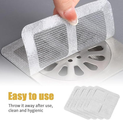 Disposable Shower Drain Hair Catcher, Disposable Hair Drain Stickers Drain Mesh Cover Bathroom Shower Drain Protector for Bathroom Laundry Kitchen Sink for Human and pet Hair (100)