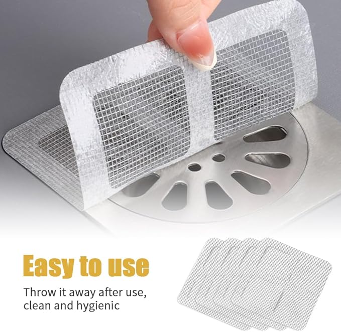 Disposable Shower Drain Hair Catcher, Disposable Hair Drain Stickers Drain Mesh Cover Bathroom Shower Drain Protector for Bathroom Laundry Kitchen Sink for Human and pet Hair (30)