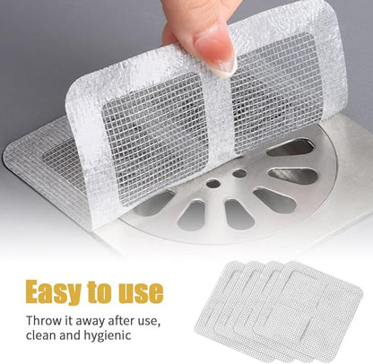 Disposable Shower Drain Hair Catcher, Disposable Hair Drain Stickers Drain Mesh Cover Bathroom Shower Drain Protector for Bathroom Laundry Kitchen Sink for Human and pet Hair (50)