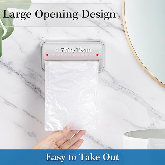 3Pcs Trash Bag Dispenser, Wall Mount Trash Bag Holder, Plastic Grocery Bag Holder Large Opening Design Easy to Take Out for Kitchen Bathroom Toilet,5.9 x 2.36 x 2.9