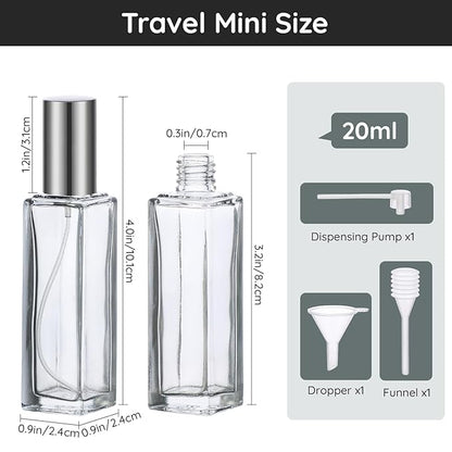 Segbeauty 20ml Refillable Perfume Bottle Travel, 2pcs Empty Glass Spray Bottles Atomizer, Mini Pocket Leakproof Fine Mist Sprayer for Perfume Cologne Dispenser Fragrance Container Set Travel Accessory