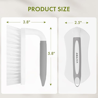 Amazer Scrub Brush for Cleaning Comfort Grip Shower Scrubber Flexible Stiff Bristles with Handle Heavy Duty Cleaner Brush for Tub Sink Carpet Floor - Pack of 2 (Grey+Grey)