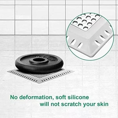 Hair Catcher/Drain Strainer/Shower Drain Cover for Bathroom Floor Drain, Stainless Steel and Silicone (2pack,4.9 inch) (Silver)