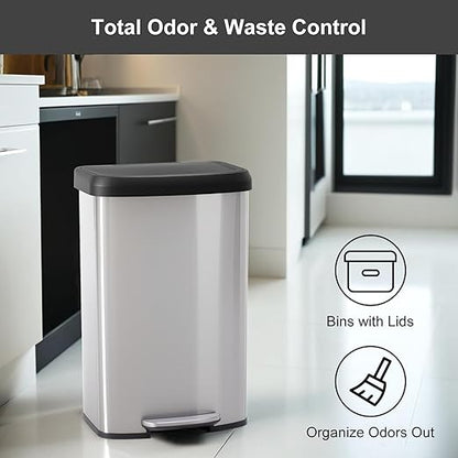 21 Gallon Kitchen Trash Can (80 L), Stainless Steel Garbage Can with Soft-Close Lid & Foot Pedal, Large Step-on Waste Bins Trash for Home Office