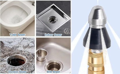 MIZORLIE (2Pcs) Pressure Washer Sewer Jetter Nozzle with Stainless Steel, Durable Design Sewer Jet Nozzle,Pressure Drain Jetter Hose Nozzle,3/8'' Quickly Connector, 5000 PSI Orifice 6.5