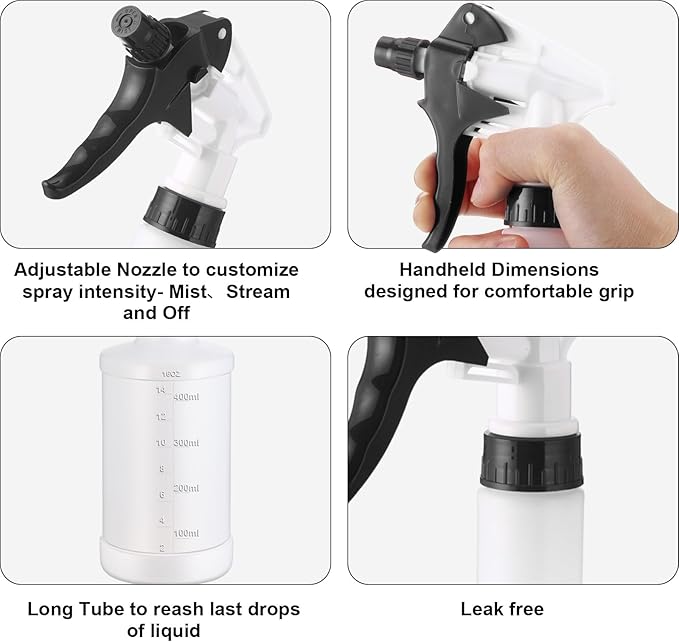 Eccliy 12 Pcs 16 Oz Plastic Spray Bottle, Adjustable Empty Reusable Sprayer for Cleaning, Planting, Water, Bathroom and Kitchen, BBQ, Commercial and Residential (Measurement,Multicolor)