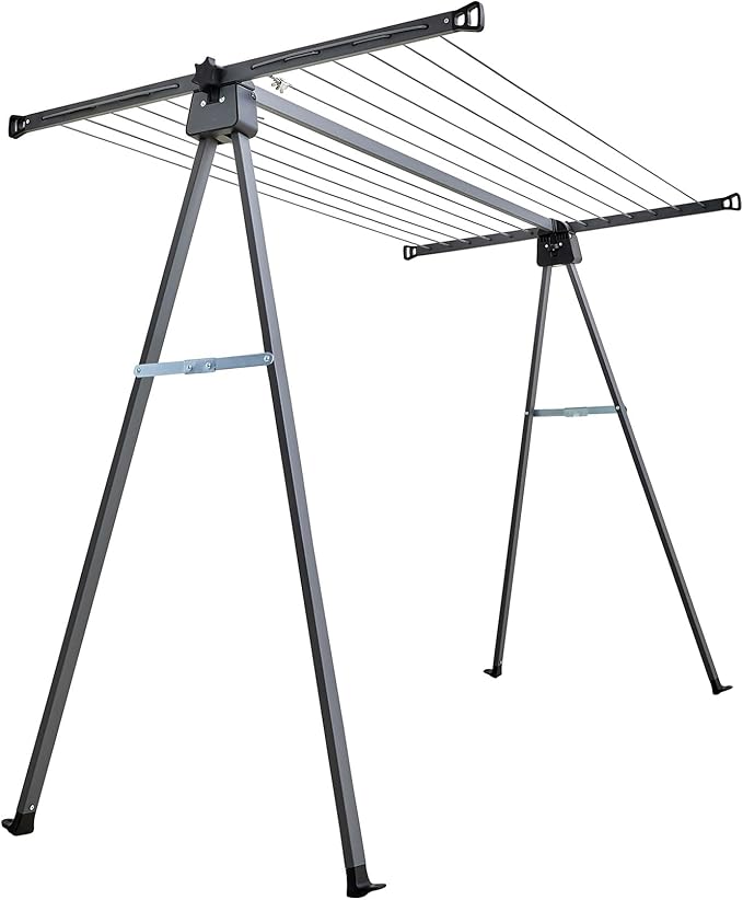 JS HANGER A Shape Clothes Drying Rack Folding Outdoor Clothesline, Heavy Duty Stainless Steel Laundry Drying Rack, Foldable Portable Clothing Dryer 46 Feet