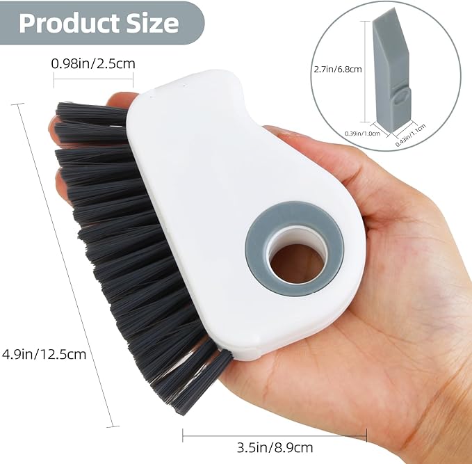Window Track Cleaning Brush, 2-in-1 Groove Cleaner Brush - Deep Clean & Scratch-Free for Sliding Door Tracks, Shower Door Sills & Household Narrow Gaps (2-Pack, Gray)