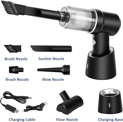 8Kpa Mini Handheld Vacuum Cleaner,120W High Power Cordless Car Vacuum, 2 in 1 Keyboard Vacuum & Air Duster with LED Light & Multi-Nozzles for Car, Computer, Sewing Machine